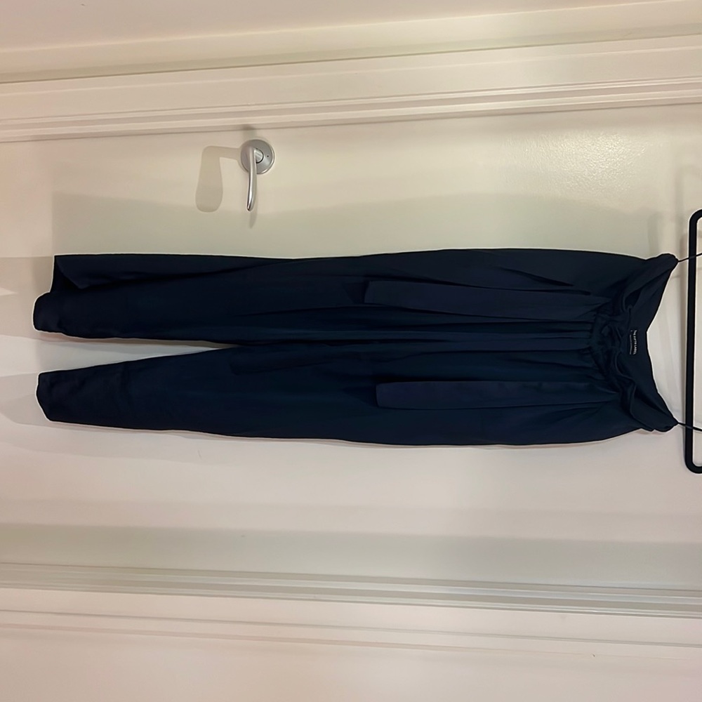 Blue silk trousers